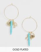 Orelia Gold Plated Seafoam Cluster Hoop Earrings