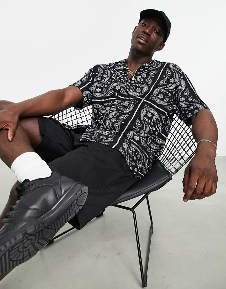 Pull & Bear Shirt In Bandana Print In Black