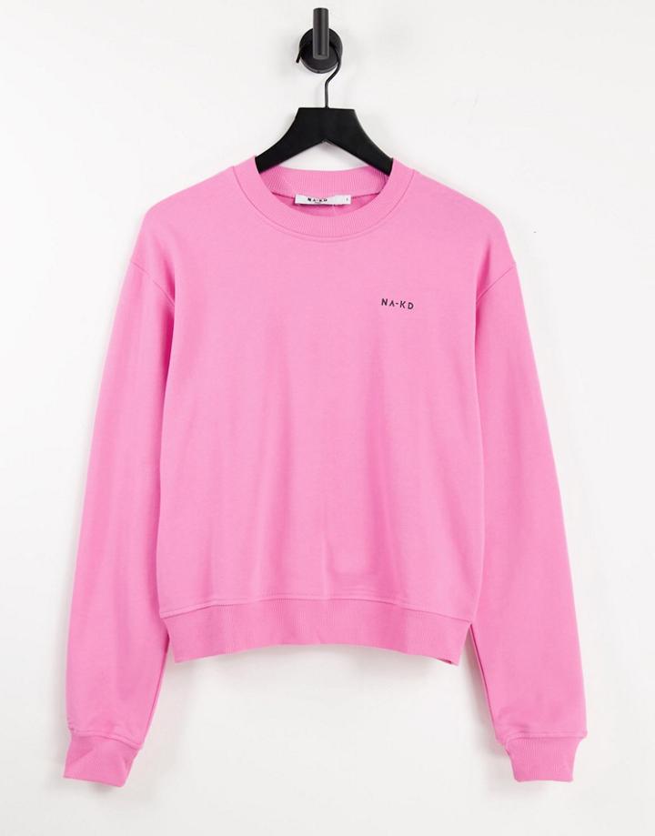 Na-kd Logo Print Sweatshirt In Dusty Pink