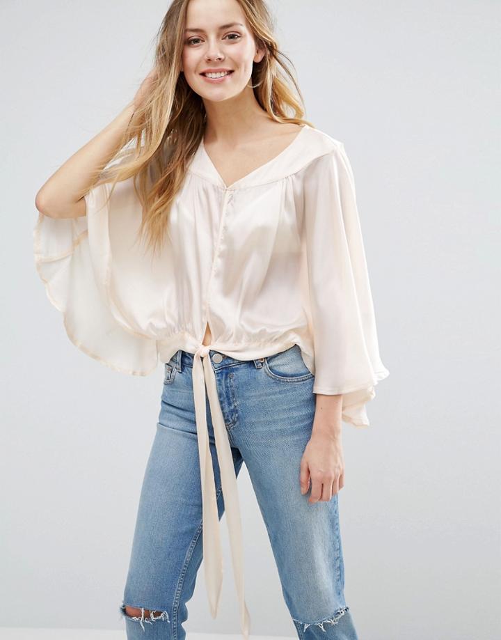 Jasmine Tie Front Blouse - Cream