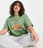Daisy Street Plus Relaxed Vintage Style T-shirt With Grand Canyon Graphic-green