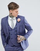 Asos Wedding Slim Suit Jacket In Deep Blue 100% Merino Wool