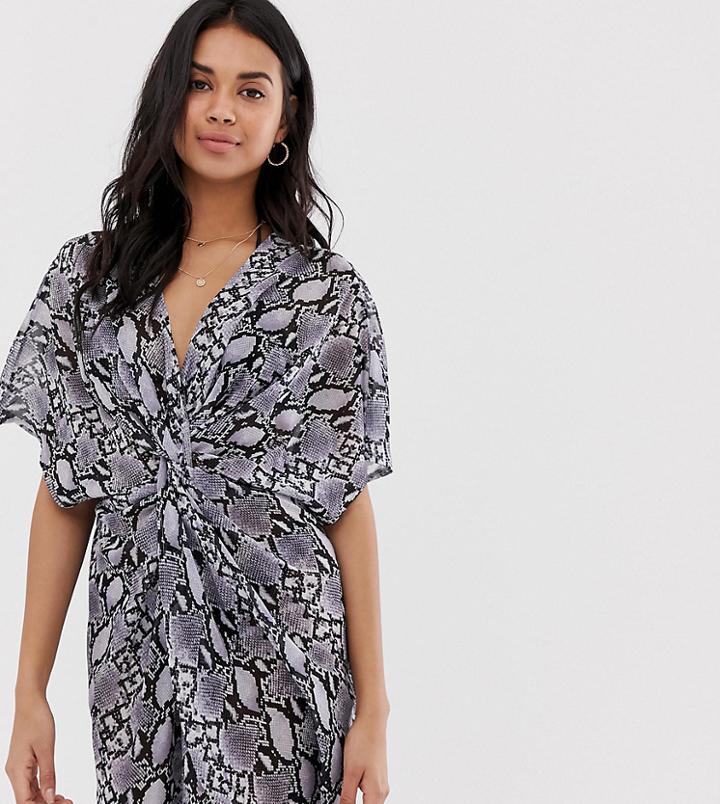 New Look Twist Front Beach Cover Up In Snake-multi