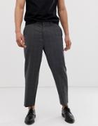 Allsaints Checked Cropped Tapered Pants In Gray