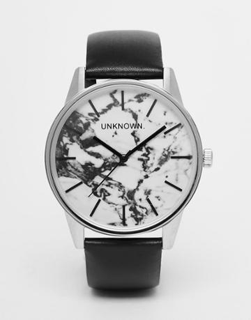 Unknown Urban Marble Leather Watch 39mm - Black