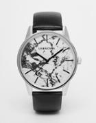 Unknown Urban Marble Leather Watch 39mm - Black