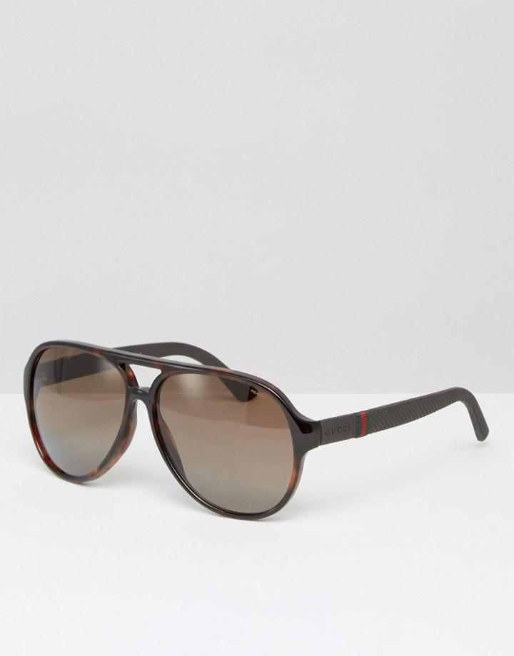 Gucci Aviator Sunglasses In Tort - Brown