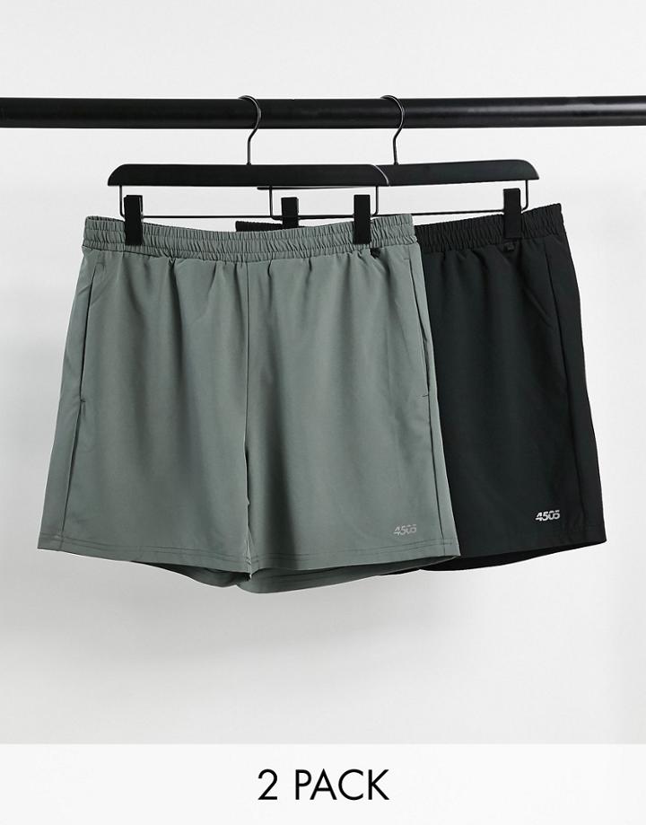 Asos 4505 Icon Training Shorts In Mid Length With Quick Dry 2 Pack Save-black
