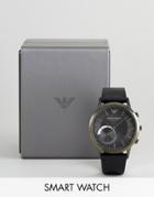 Emporio Armani Connected Art3021 Leather Hybrid Smart Watch In Black 43mm - Black