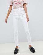 Asos Design Ridley High Waisted Skinny Jeans In Optic White