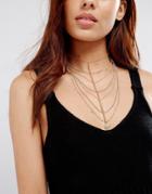Asos Extreme Multirow Ball Chain Choker Necklace - Gold