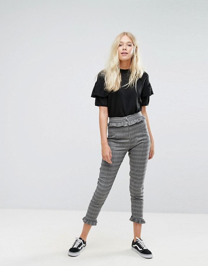 Bershka Dog Tooth Check Tailored Pant - Multi