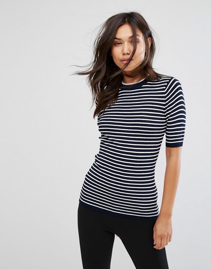 Pieces Saria Stripe T-shirt - Navy