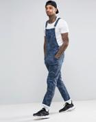 Liquor & Poker Camo Skinny Overalls - Navy