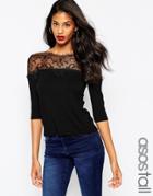 Asos Tall Top With Lace Off Shoulder Detail - Cream $31.00