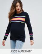 Asos Maternity Sweater With Bright Stripe - Multi