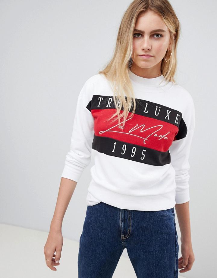 New Look Slogan Sweat - White