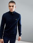 Lyle & Scott Golf Sands 1/4 Zip Merino Sweater In Navy - Navy