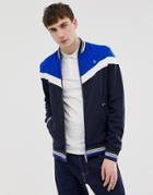 Original Penguin Icon Logo Chevron Track Jacket In Navy - Navy