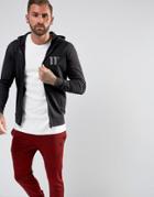 11 Degrees Track Zip Up Hoodie In Black - Black