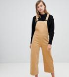 Monki Cord Wide Leg Overalls In Beige - Beige