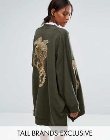Starry Eyed Tall Embellished Jersey Kimono - Green