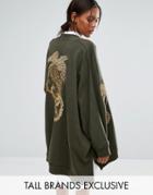 Starry Eyed Tall Embellished Jersey Kimono - Green