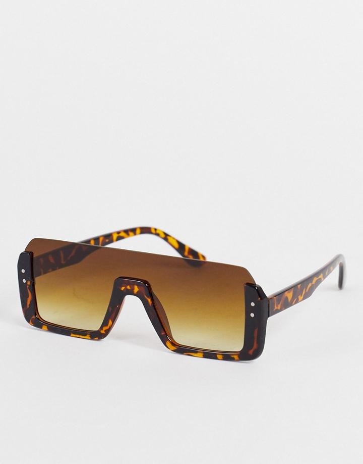 I Saw It First Shield Sunglasses In Tort-black