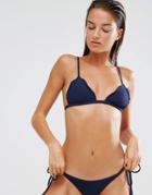 Beach Riot Navy Shirred Traingle Bikini Top - Navy