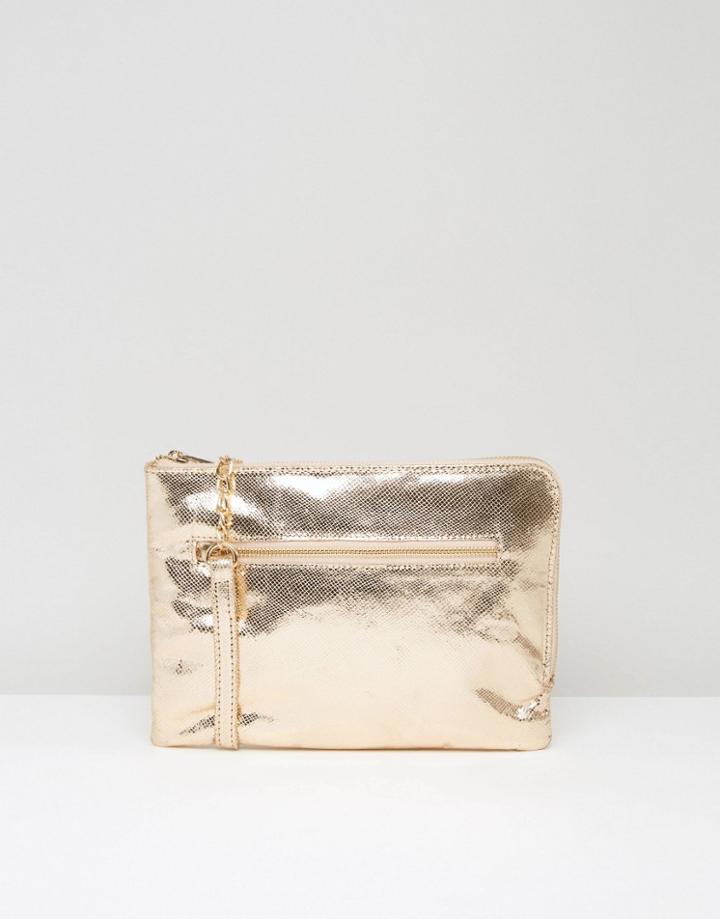 Oasis Leather Cross Body Bag - Gold