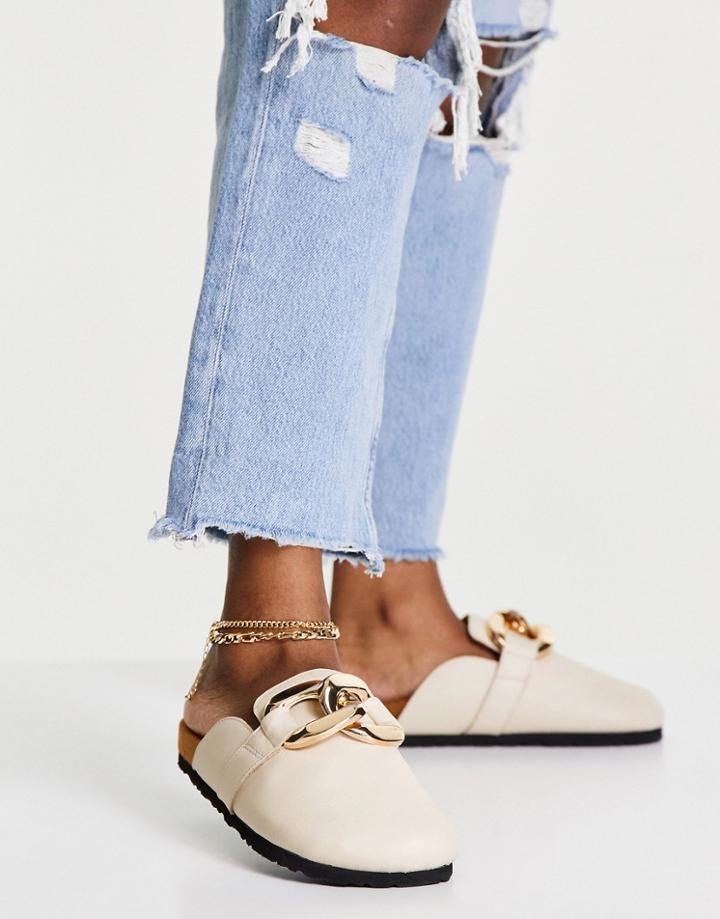 Asra Fiscal Clogs In Bone With Chain Detail-white