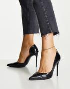 Truffle Collection Pointed Stiletto Heels In Black Croc