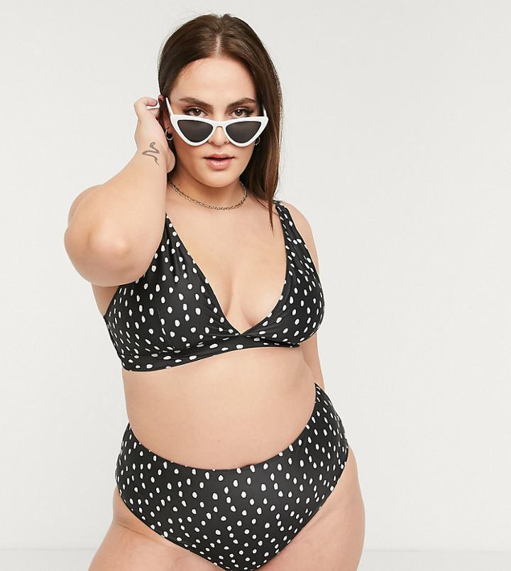 Peek & Beau Curve Exclusive Mix And Match Triangle Bikini Top In Polka Dot-multi