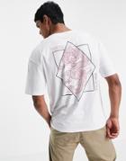 Jack & Jones Originals Oversize T-shirt With Fluro Dragon Back Print In White