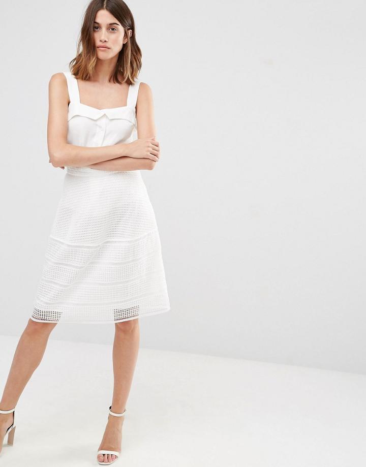 Warehouse Geo Lace Skirt - White