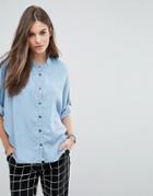 Noisy May Alex Box 3/4 Sleeve Shirt - Blue