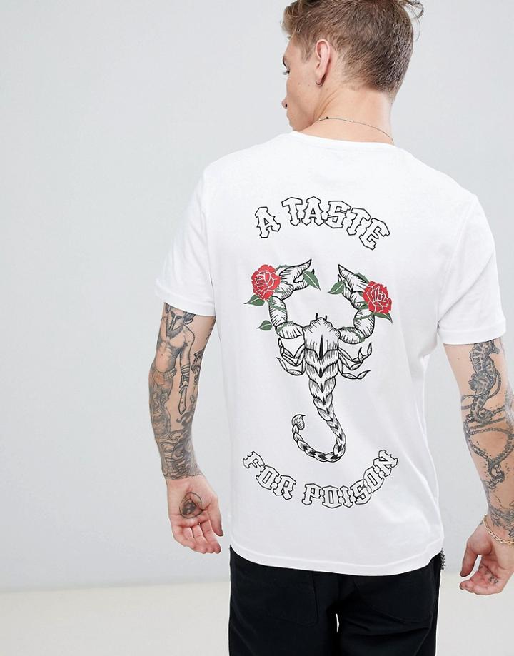 Brooklyn Supply Co T-shirt In White With Scorpion Back Print - White