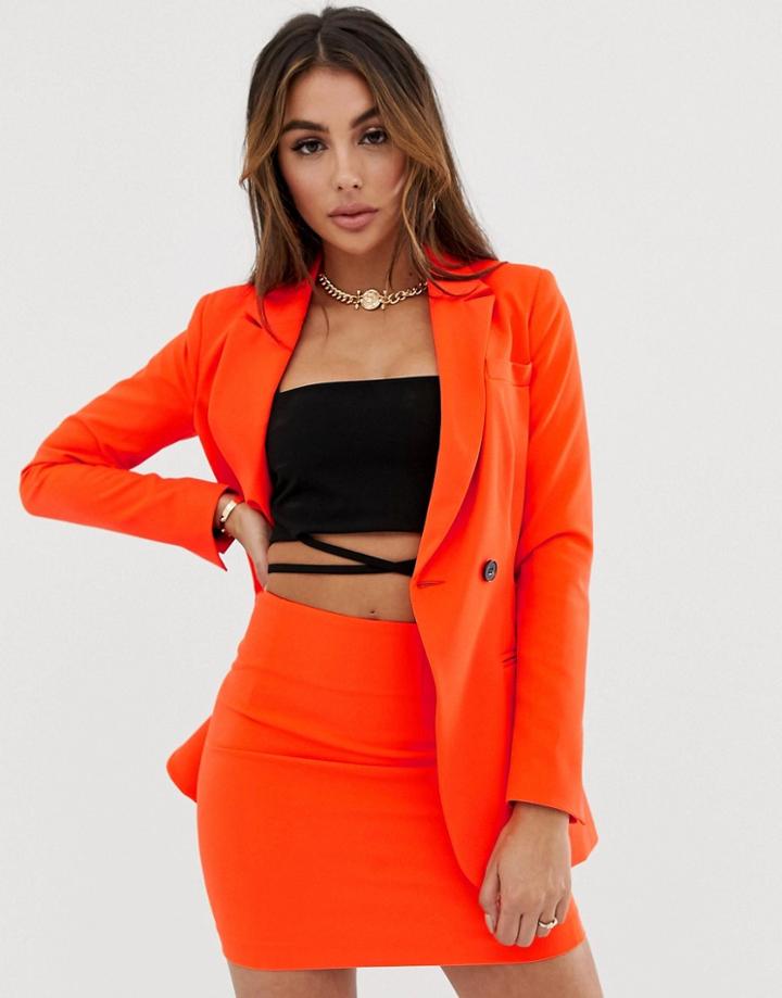 Asos Design Waisted Pop Suit Blazer-orange