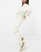 Steele Fleece Contrast Ribbed Sweatpants In Ecru - Part Of A Set-white
