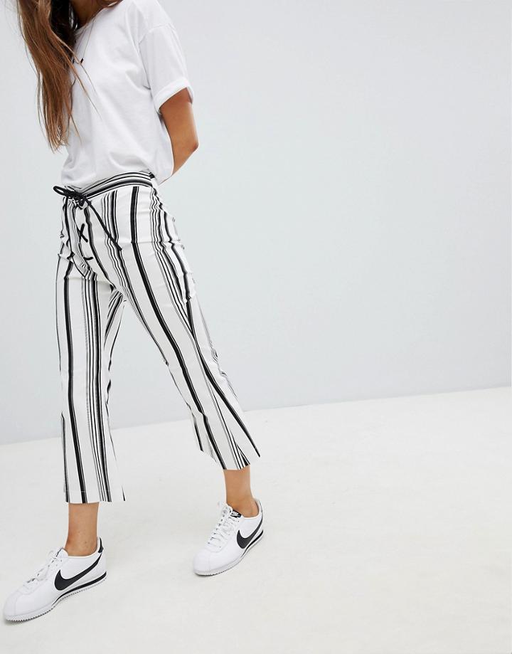 Nobody's Child Kick Flare Pants In Stripe - White