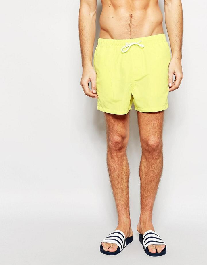 Asos Short Length Swim Shorts In Pastel Yellow - Pastel Yellow