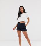 Asos Design Petite Chino Shorts In Navy - Blue
