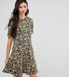 Asos Tall Drop Waist Mini Dress In Animal Print - Multi