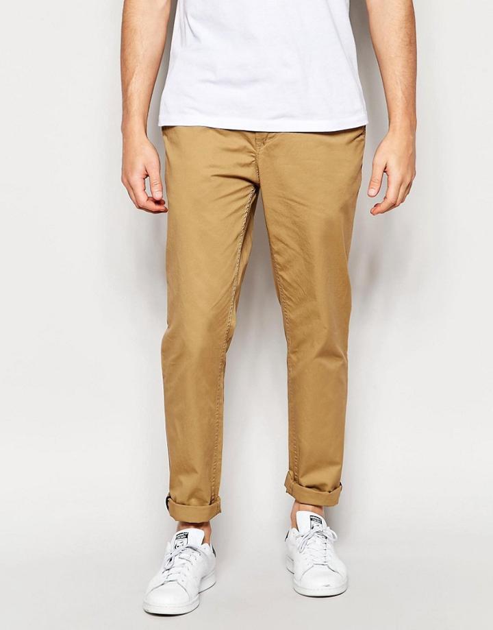 Pull & Bear Slim Chinos In Camel - Camel