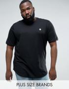 Le Breve Plus Longline Curved Hem Twill Shoulder T-shirt - Black