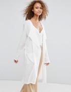 Oeuvre Belted Longline Jacket - White