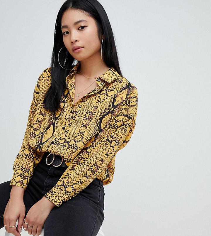 Asos Design Petite Blouse In Snake Print - Multi