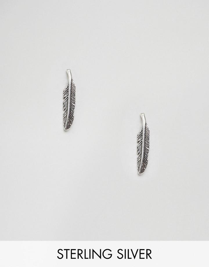 Regal Rose Sterling Silver Delicate Feather Earrings - Silver
