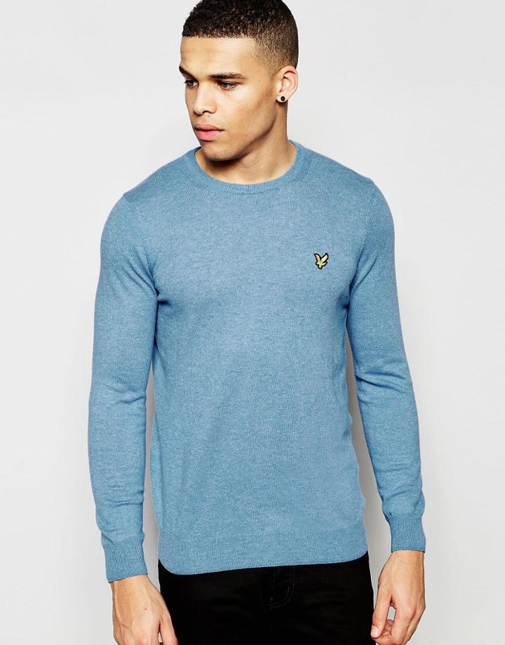 Lyle & Scott Sweater In Cotton In Blue - Dusk Blue