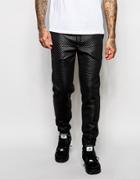 Asos Skinny Joggers In Shiny Quilting - Black